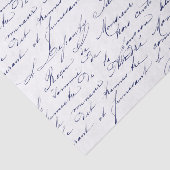 Vintag Blue French Script Handwriting Cursive Seidenpapier (Ausschnitt)