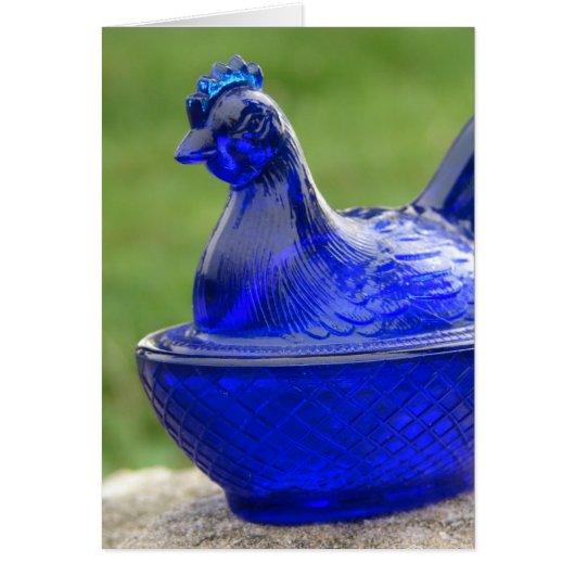 Vintag Blue Glass Hen (Vorne)