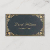 Vintag Blue Gold Elegance Frame Calligraphy Visitenkarte (Vorderseite)