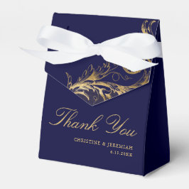 Vintag Blue Gold Floral Damask Hochzeit Danke Geschenkschachtel