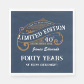 Vintag Blue Gold Men's Whiskey 40. Geburtstag Serviette (Vorderseite)
