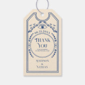 Vintag Blue Gothic Wedding Vielen Dank Geschenkanhänger (Rückseite)