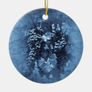 Vintag Blue Grapes Plaster Keramik Ornament