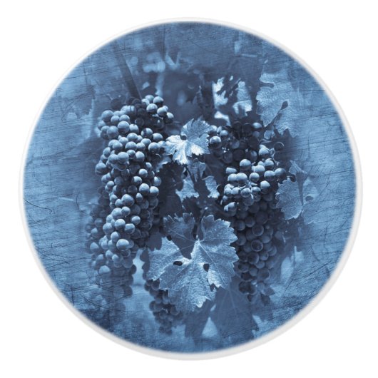Vintag Blue Grapes Plaster Keramikknauf (Vorderseite)