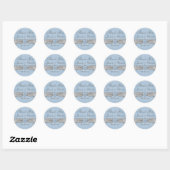 Vintag Blue, Gray Damask Wedding Favor Sticker (Blatt)