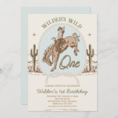 Vintag Blue Green Buckaroo Western 1. Geburtstag Einladung (Vorne/Hinten)