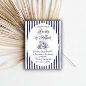 Vintag Blue Hand Drawn Wedding Einladung