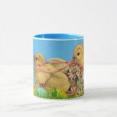 Vintag Blue Happy Easter Baby Chicken Combo Tasse (Zentrum)
