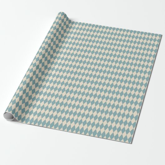 Vintag Blue Harlequin Geschenkpapier (Ungerollt)