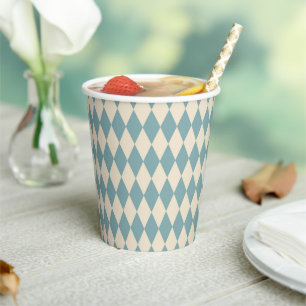 Vintag Blue Harlequin Pappbecher