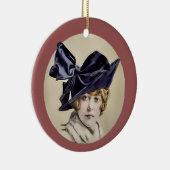 Vintag Blue Hat Keramik Ornament (Rechts)