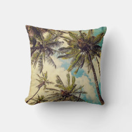 Vintag Blue Hawaii Palms - Kauai Throw Pillow Kissen