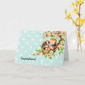 Vintag Blue Herzlichen Glückwunsch Baby Card Karte (Gelbe Blume)