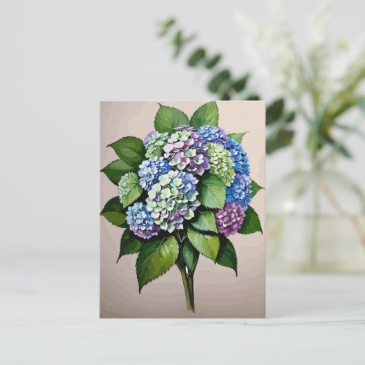 Vintag Blue Hydrangea Blume Postkarte (Stehend Vorderseite)