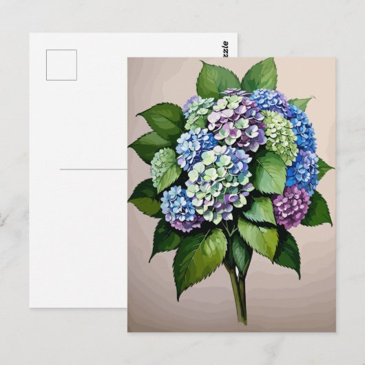Vintag Blue Hydrangea Blume Postkarte (Vorne/Hinten)