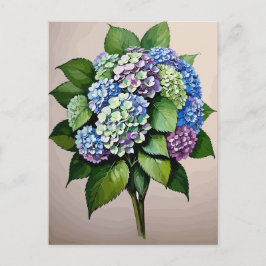 Vintag Blue Hydrangea Blume Postkarte