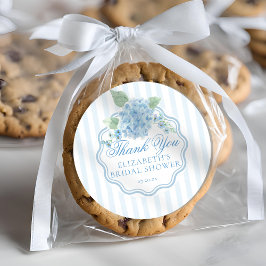 Vintag Blue Hydrangea Blume Streifen Vielen Dank Runder Aufkleber