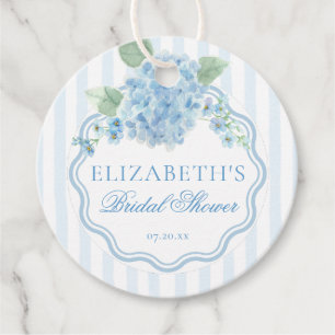 Vintag Blue Hydrangea Blume Stripe Brautparty Geschenkanhänger