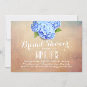 Vintag Blue Hydrangea Elegantes Brautparty Einladung