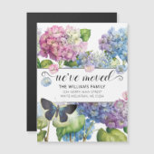 Vintag Blue Hydrangea Floral Butterfly Moving Magnetkarte (Vorne/Hinten)
