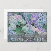 Vintag Blue Hydrangea Floral Moving Ankündigung Postkarte (Vorne/Hinten)