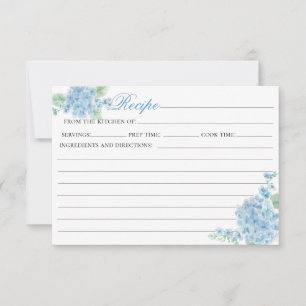 Vintag Blue Hydrangea Flower Garden Rezept Card