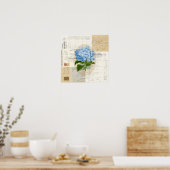 Vintag Blue Hydrangea Französisch Ephemera Print P Poster (Küche)