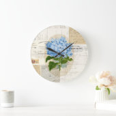 Vintag Blue Hydrangea French Clock Große Wanduhr (Zuhause)