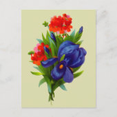 Vintag Blue Iris Blume Bouquet Postkarte (Vorderseite)