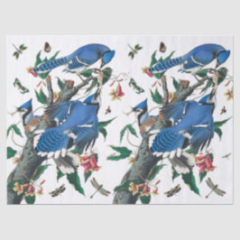 Vintag Blue Jay Birds Collage Muster. Seidenpapier