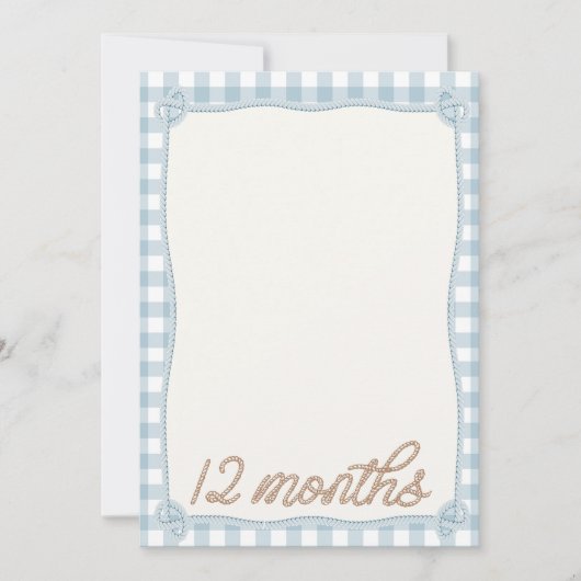 Vintag Blue Kariert Rodeo 12. Monatskarte Einladung (Vorderseite)