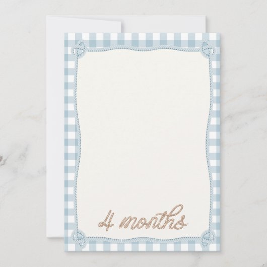 Vintag Blue Kariert Rodeo 4. Monatskarte Einladung (Vorderseite)