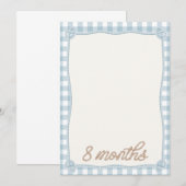 Vintag Blue Kariert Rodeo 8. Monatskarte Einladung (Vorne/Hinten)