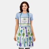 Vintag Blue Lila Kiteschlüssel Monogram Geschenk Schürze (Getragen)