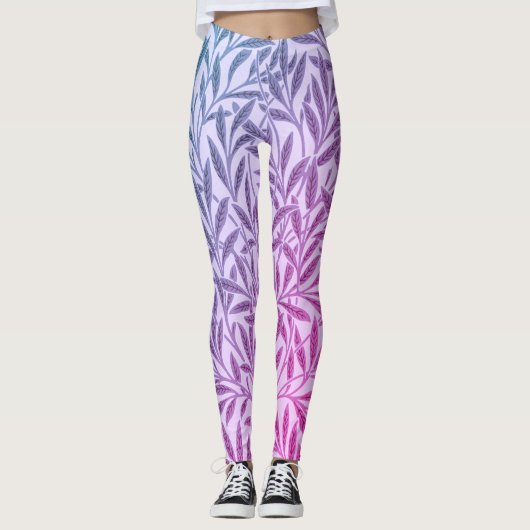 Vintag Blue Lila Willow Blätter Botanical Leggings (Vorderseite)