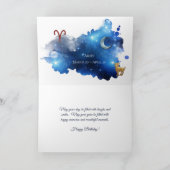 Vintag Blue Lila Zodiac Aries Geburtstag Karte (Innenseite)