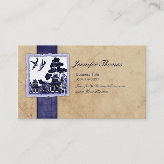 Vintag Blue Love Birds Visitenkarte (Vorderseite)