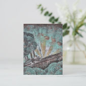 Vintag Blue Maritime Graffiti Postkarte (Stehend Vorderseite)