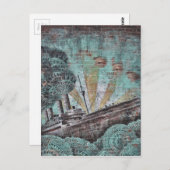 Vintag Blue Maritime Graffiti Postkarte (Vorne/Hinten)