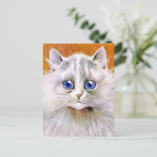 Vintag Blue Mit Augen Cat Postkarte (Stehend Vorderseite)