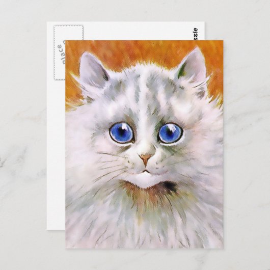 Vintag Blue Mit Augen Cat Postkarte (Vorne/Hinten)