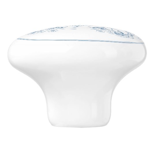 Vintag Blue Monogram Keramikknauf (Seitenansicht)