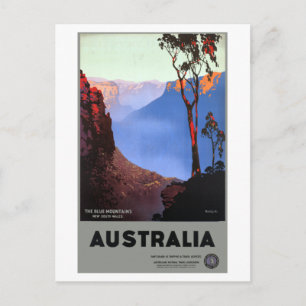 Vintag Blue Mountains Australia Reiseplakat Postkarte