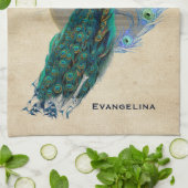 Vintag Blue Peacock Feathers Chandelier Geschirrtuch (Gefaltet)