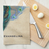 Vintag Blue Peacock Feathers Chandelier  Geschirrtuch (Viertel Falte)