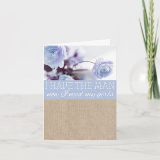 Vintag Blue Peony Burlap Bridesmaid-Anfrage Einladung