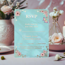 Vintag Blue Peony Wedding Foil UAWG Response Card