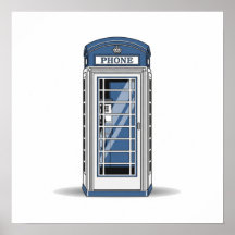 Vintag Blue Phone Booth Illustration