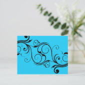 Vintag Blue Postcard Postkarte (Stehend Vorderseite)