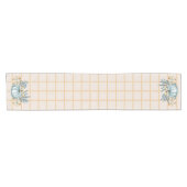 Vintag Blue Pumpkins Caramel Checkered Kurzer Tischläufer (Horizontal)